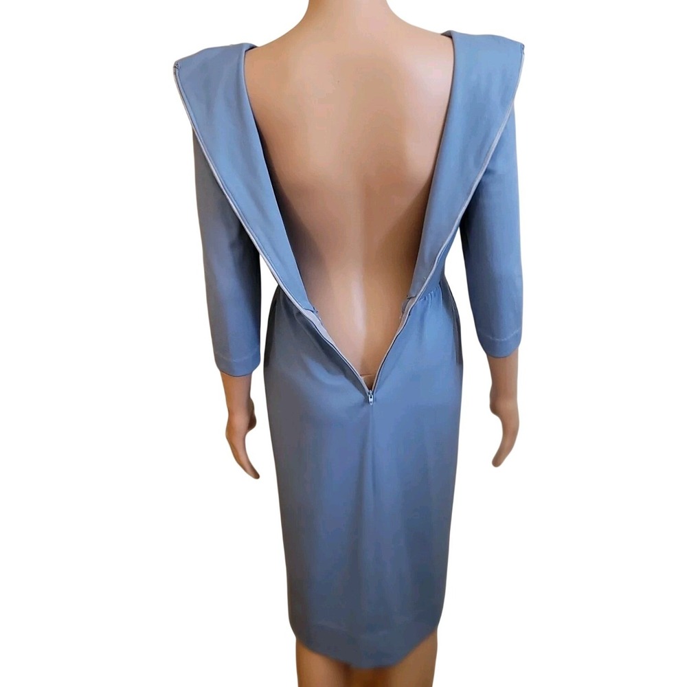 Vintage 60s Blue Pencil Dress Womens S First Lady Church Office Cocktail Middi V - Picture 11 of 16